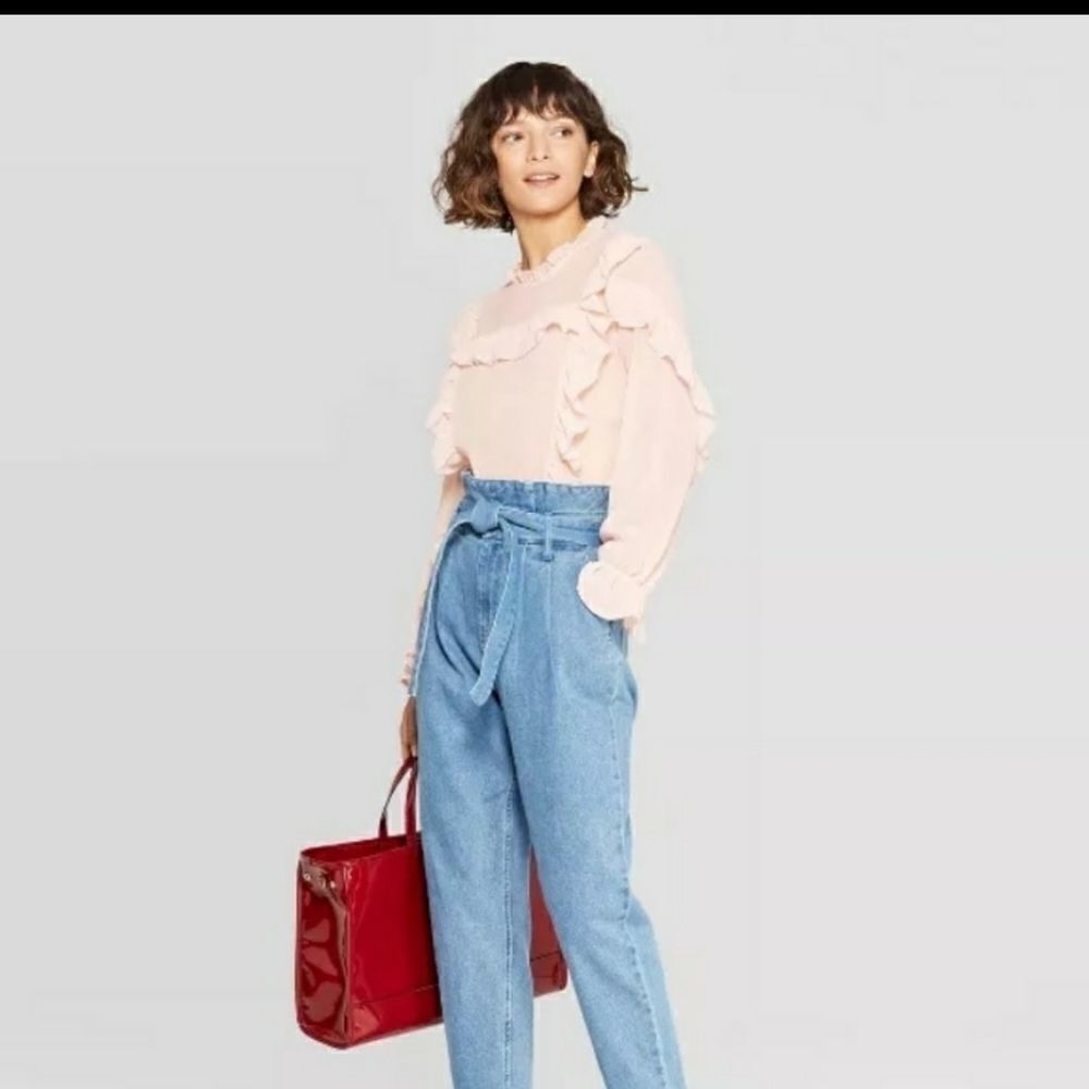NWT Who What Wear sheer ruffle blouse